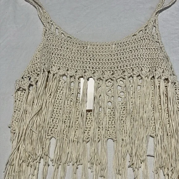 Anthropologie Cream Crochet Crop with Fringe O/S NWT - Picture 9 of 9